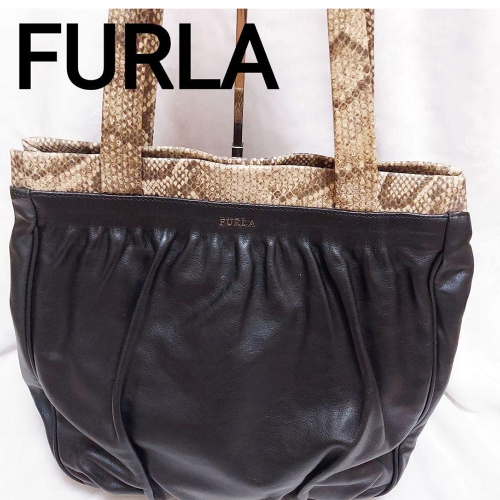 Furla Black and Tan Tote Bag